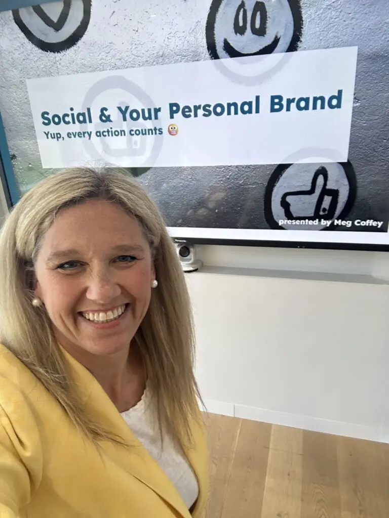 Meg Coffey running a personal branding workshop for FameLab